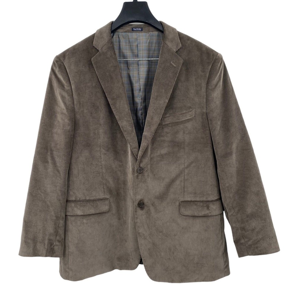 Saddlebred Blazer Sport Coat 44R Men's Gray Corduroy Two Button Classic Cotton